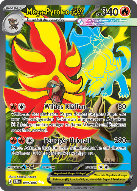 Mega Pyroleo ex - Chaos Rising 099/086 - Pokémon TCG - Near Mint (DE)