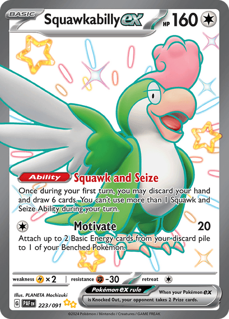 Squawkabilly EX - Paldean Fates 223/091 - Pokémon TCG - Near Mint - Englisch - ArcanaGameshop