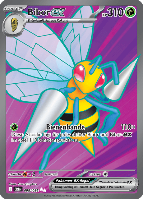 Bibor ex - Chaos Rising 098/086 - Pokemon TCG - Near Mint (DE)