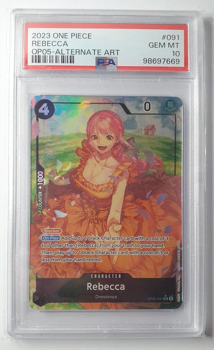 Rebecca - Alternate Art -  PSA 10 - 091 OP05 Awakening Of The New Era 2023 (EN)