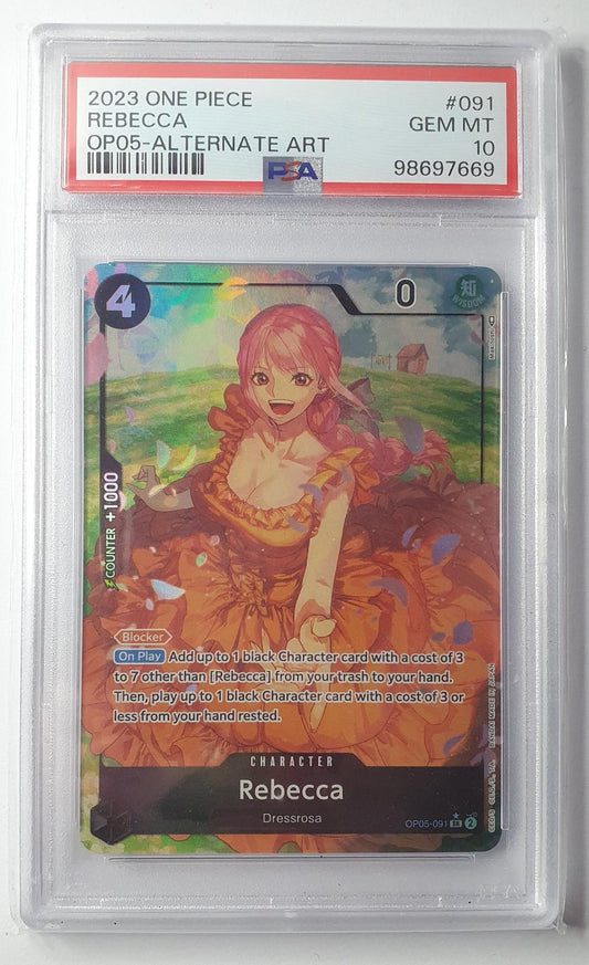 Rebecca - Alternate Art -  PSA 10 - 091 OP05 Awakening Of The New Era 2023 (EN)