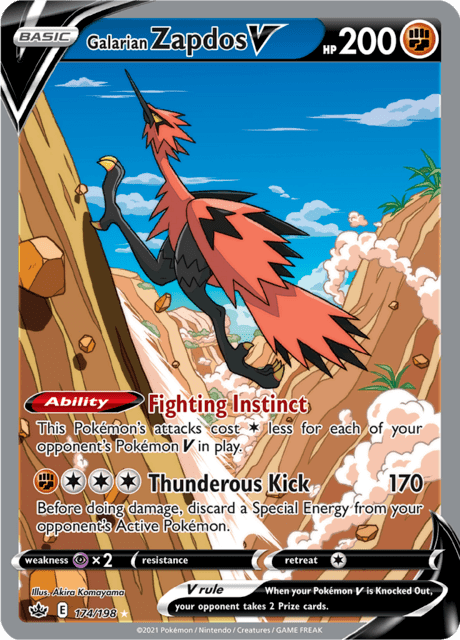 Galarian Zapdos V aus Chilling Reign Nummer 174 aus 198 in der Special Illustration Rare - Pokémon TCG Englisch