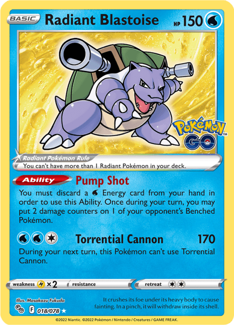Radiant Blastoise - Pokémon Go 18/78 - Pokémon TCG - Near Mint - Englisch - ArcanaGameshop